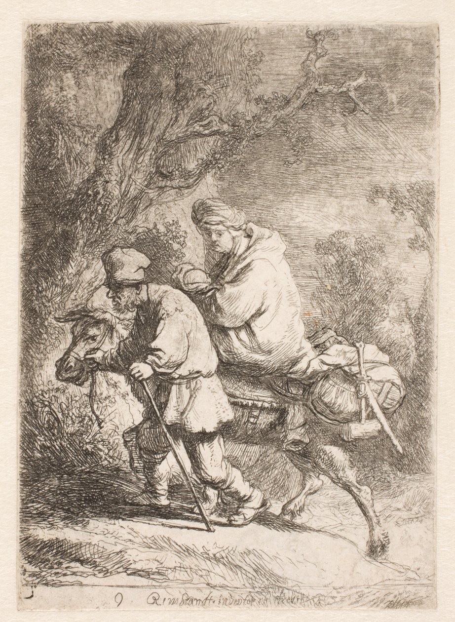 Ucieczka do Egiptu: mały talerz autorstwa Rembrandt van Rijn