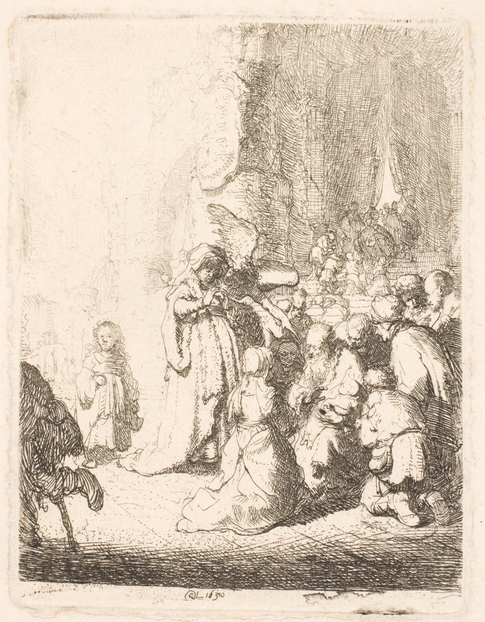 Ofiarowanie w świątyni (z aniołem): mała tabliczka autorstwa Rembrandt van Rijn