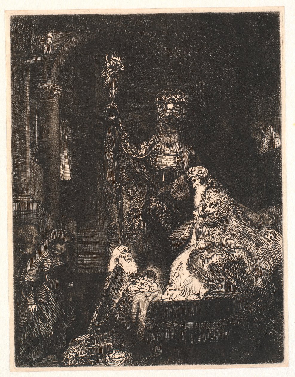 Prezentacja w świątyni: w mroczny sposób autorstwa Rembrandt van Rijn