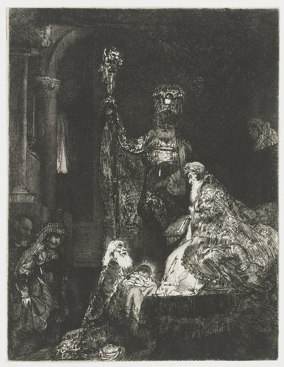 Prezentacja w świątyni w mroczny sposób autorstwa Rembrandt van Rijn