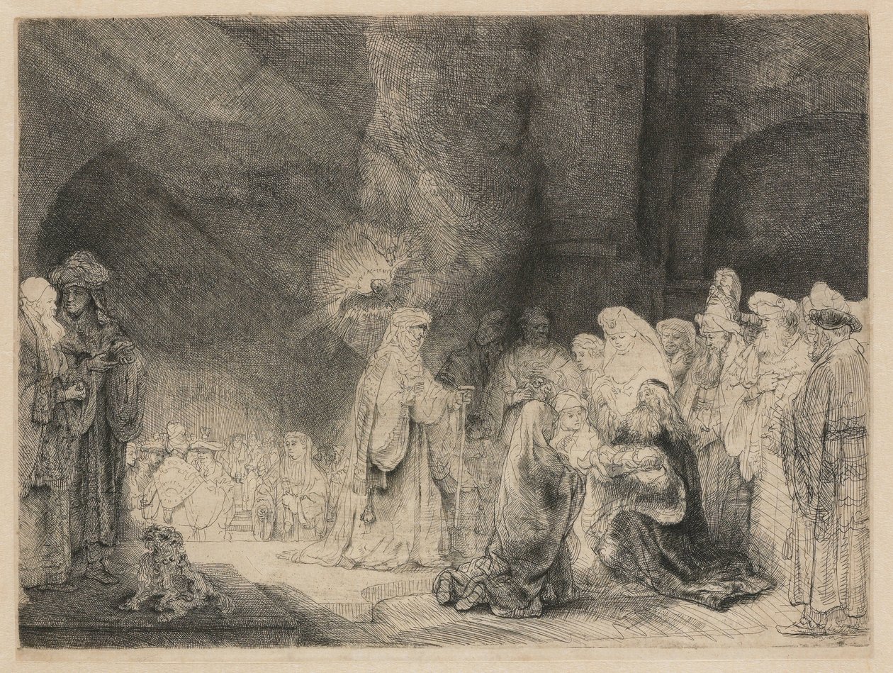 Prezentacja w świątyni: nadruk podłużny autorstwa Rembrandt van Rijn
