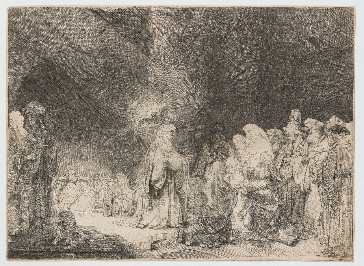 Prezentacja w świątyni: nadruk podłużny autorstwa Rembrandt van Rijn
