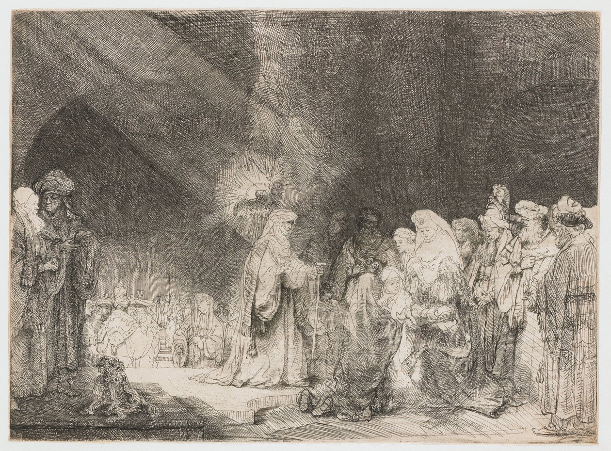 Prezentacja w świątyni: nadruk podłużny autorstwa Rembrandt van Rijn
