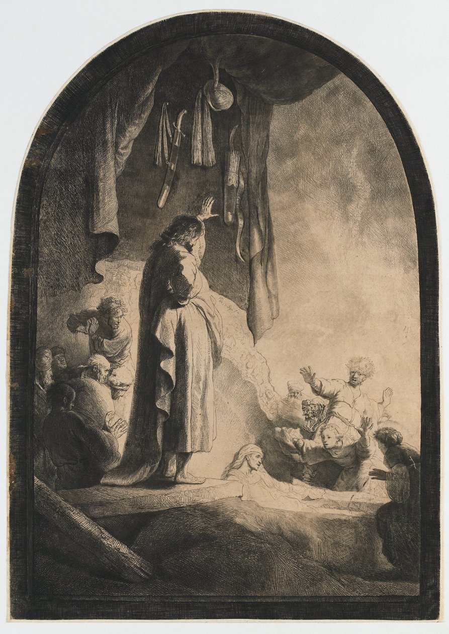 Wskrzeszenie Łazarza: większy talerz autorstwa Rembrandt van Rijn