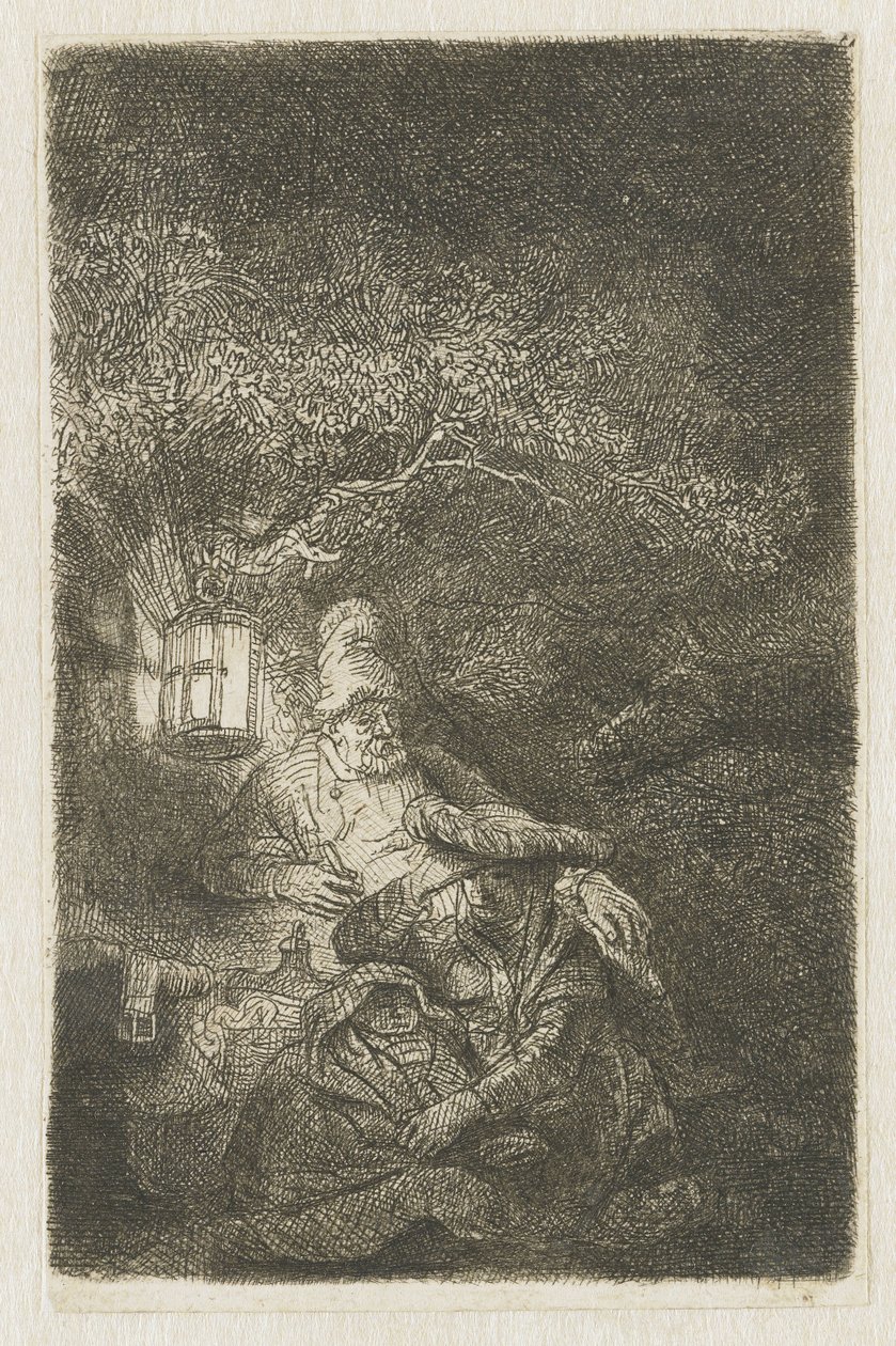 Reszta w locie do Egiptu: nocny kawałek autorstwa Rembrandt van Rijn