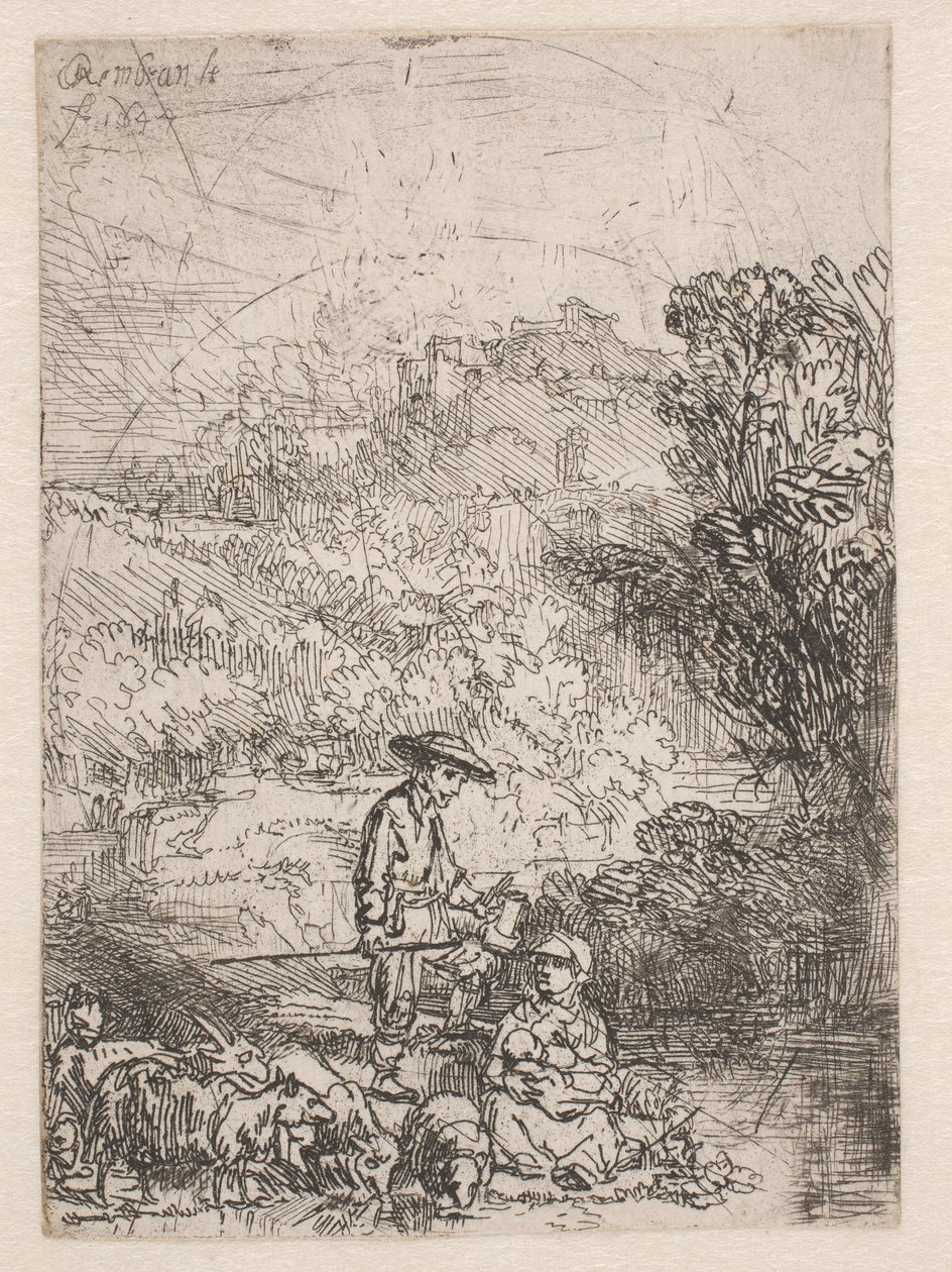 Pasterz i jego rodzina autorstwa Rembrandt van Rijn