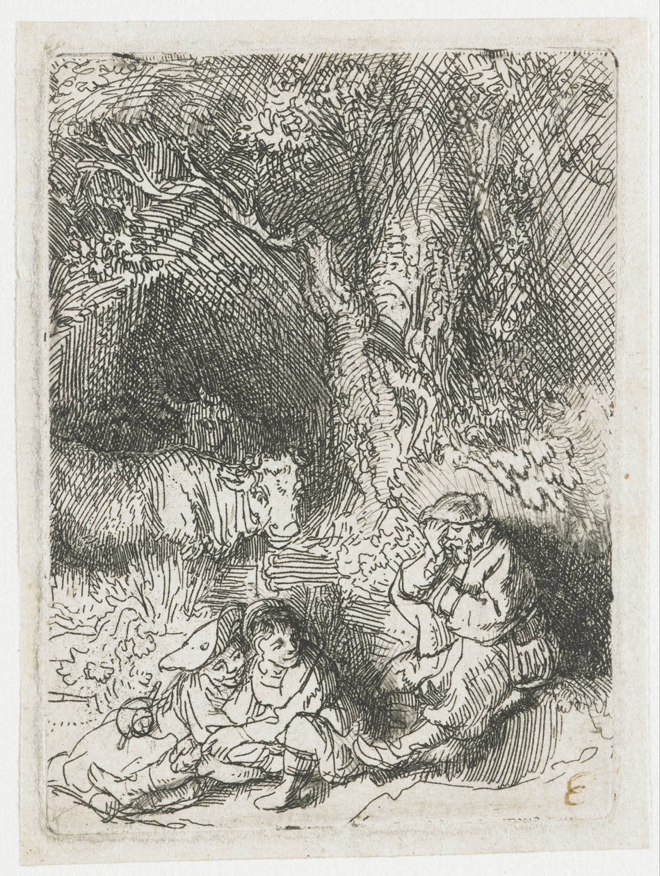 Śpiący pasterz autorstwa Rembrandt van Rijn