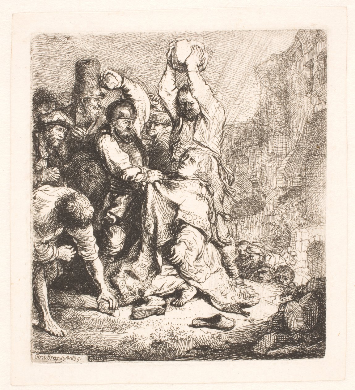 Ukamienowanie S. Stephena autorstwa Rembrandt van Rijn