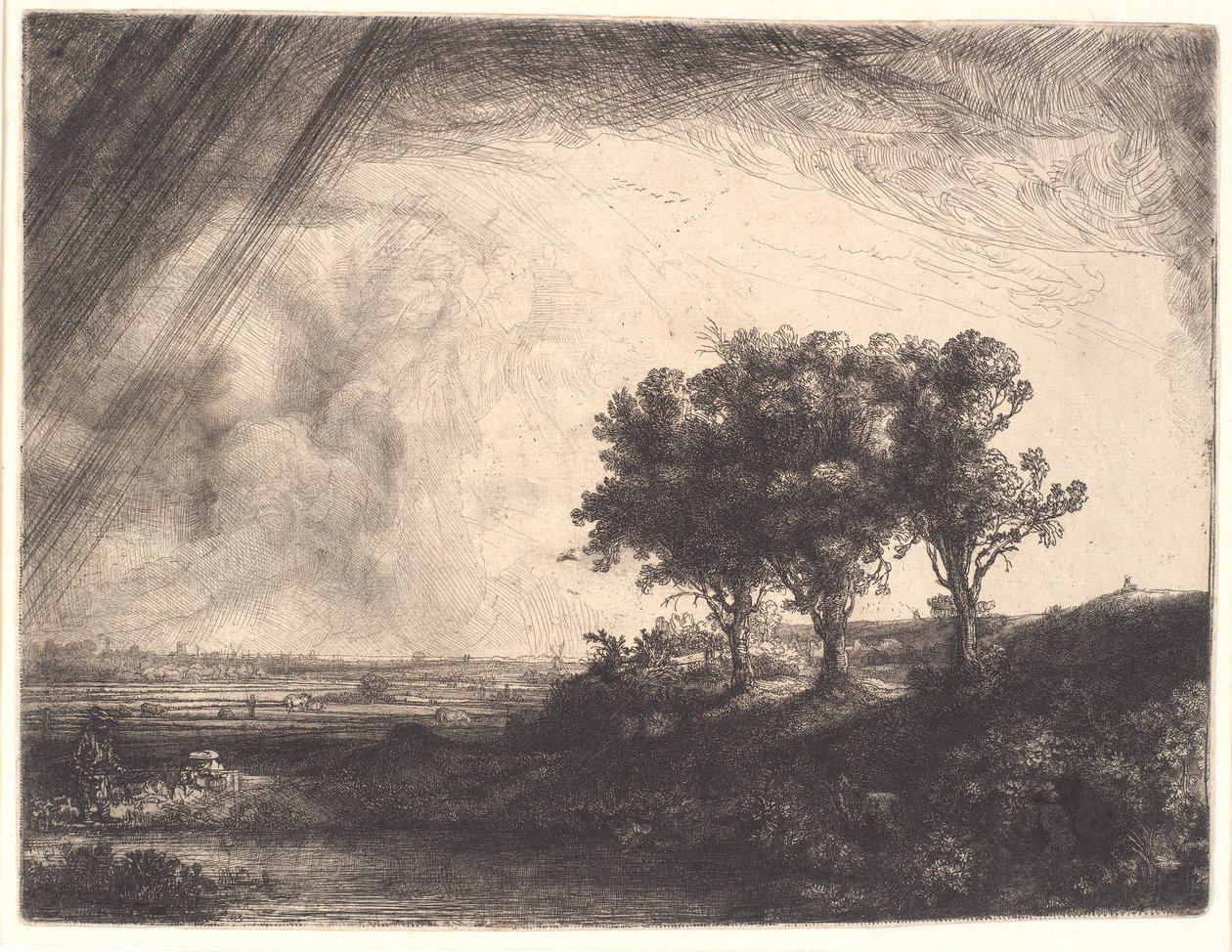 Trzy drzewa autorstwa Rembrandt van Rijn