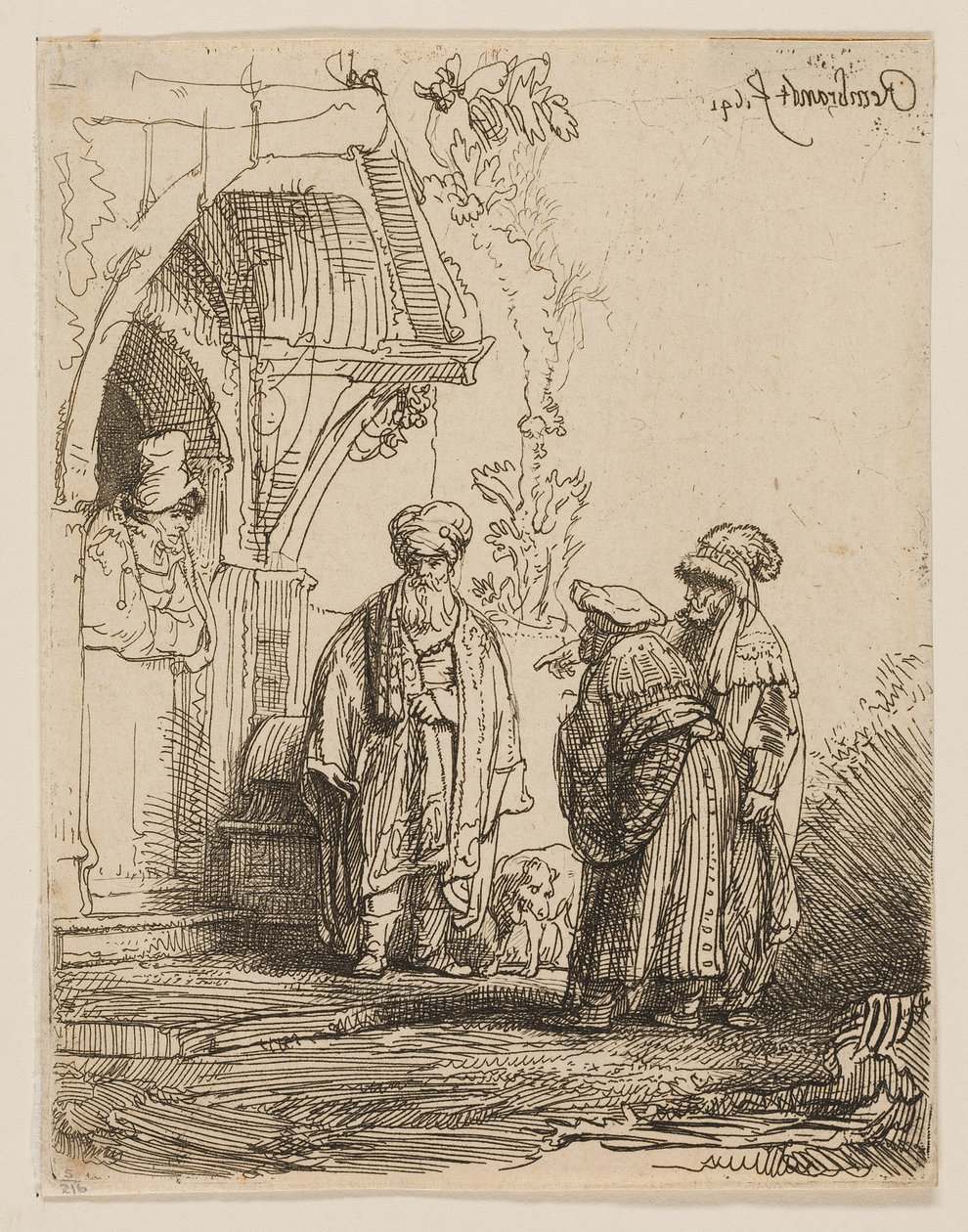 Trzy postacie orientalne (Jakub i Laban?) autorstwa Rembrandt van Rijn
