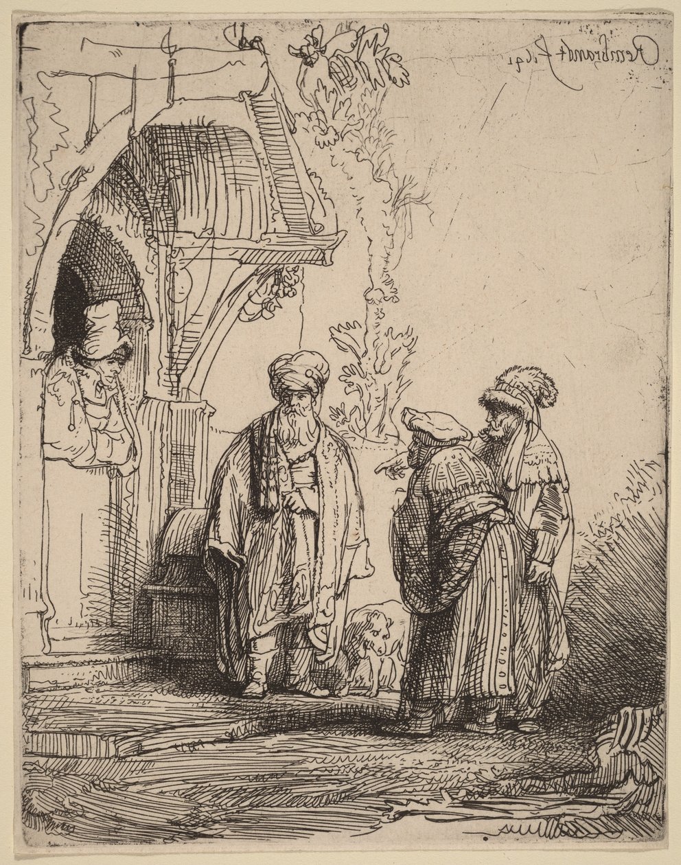 Trzy postacie orientalne (Jakub i Laban) autorstwa Rembrandt van Rijn