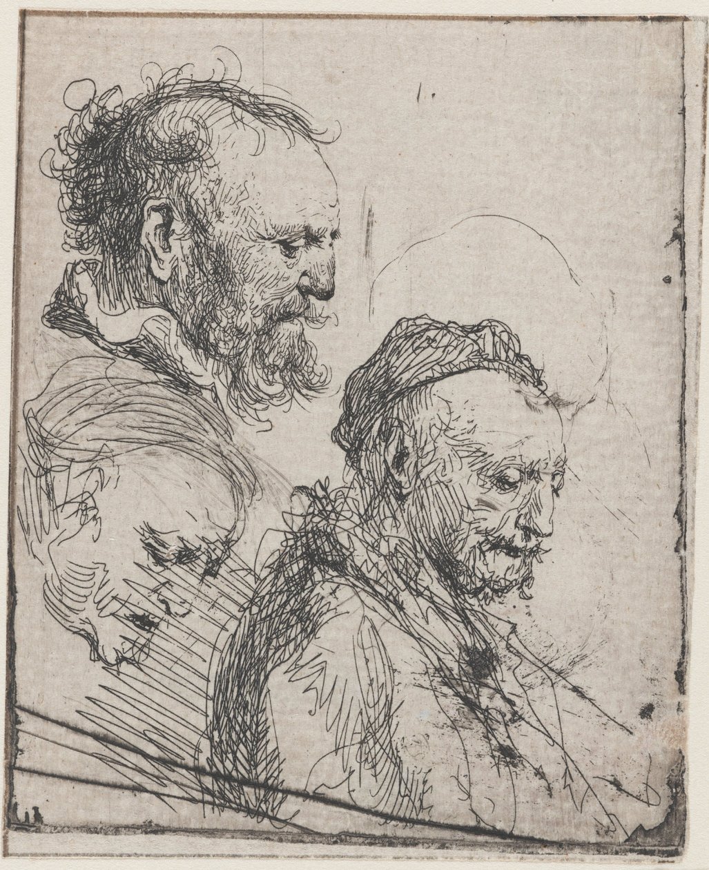 Trzy studia przedstawiające głowy starszych mężczyzn autorstwa Rembrandt van Rijn
