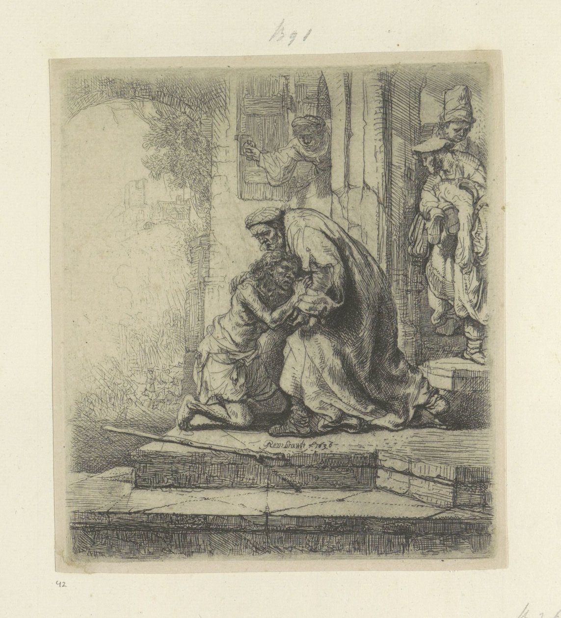 Powrót syna marnotrawnego Recueil de quatre-vingt-cinq estampes originales (tytuł serii) autorstwa Rembrandt van Rijn