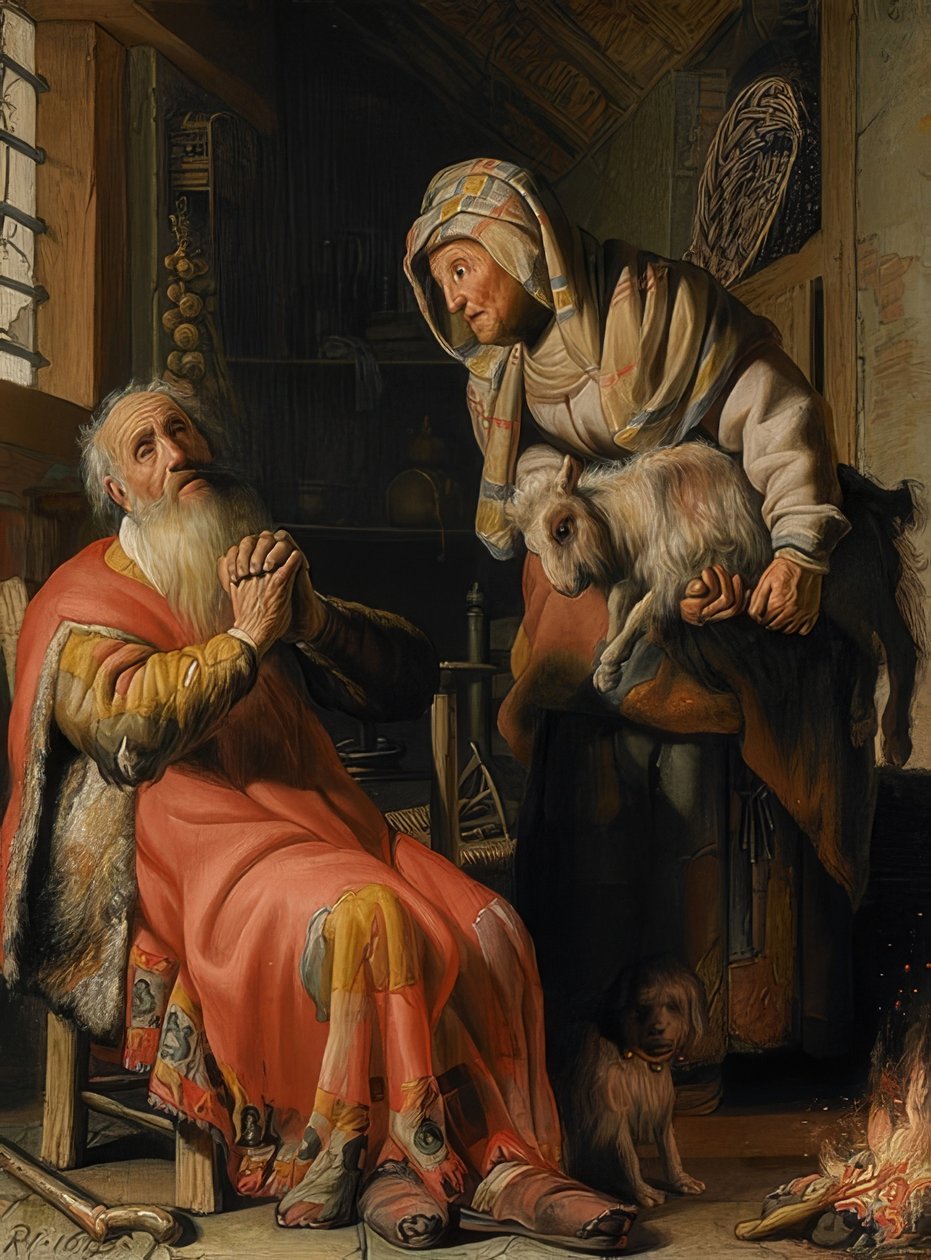 Tobit oskarża Annę. 1626 autorstwa Rembrandt van Rijn