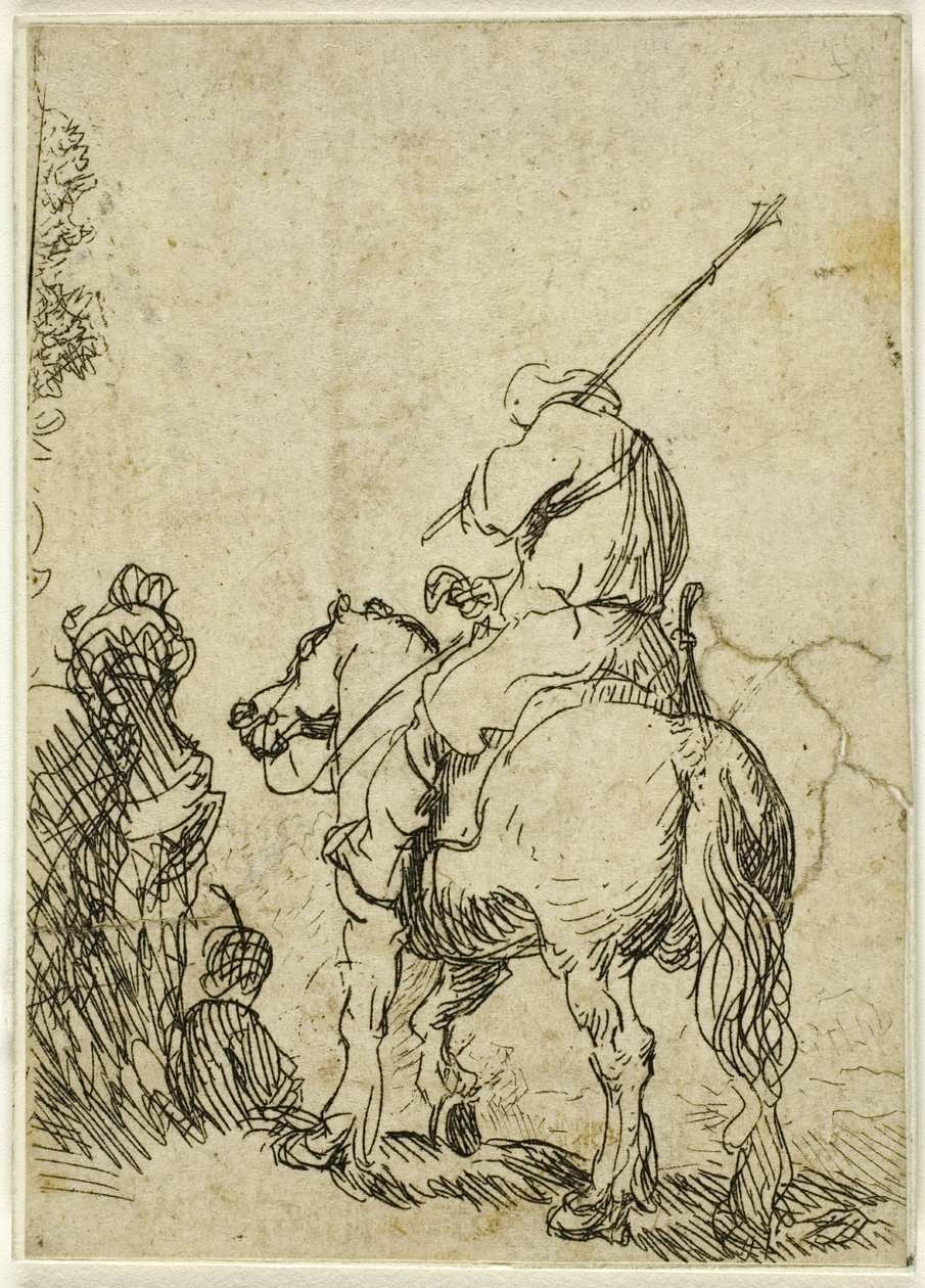 Żołnierz w turbanie na koniu autorstwa Rembrandt van Rijn