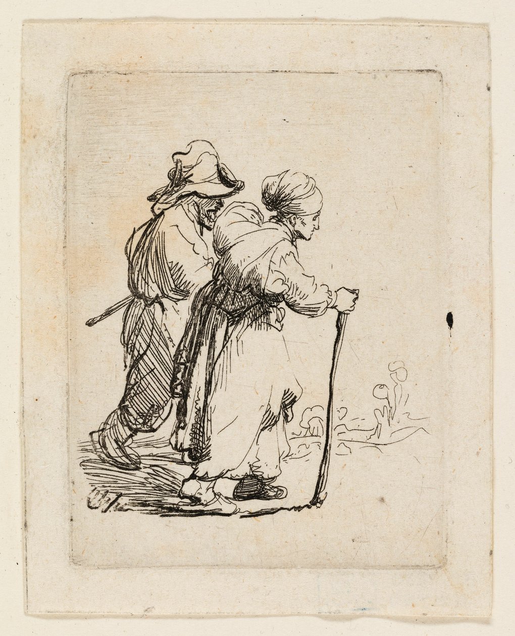 Dwóch włóczęgów, mężczyzna i kobieta autorstwa Rembrandt van Rijn