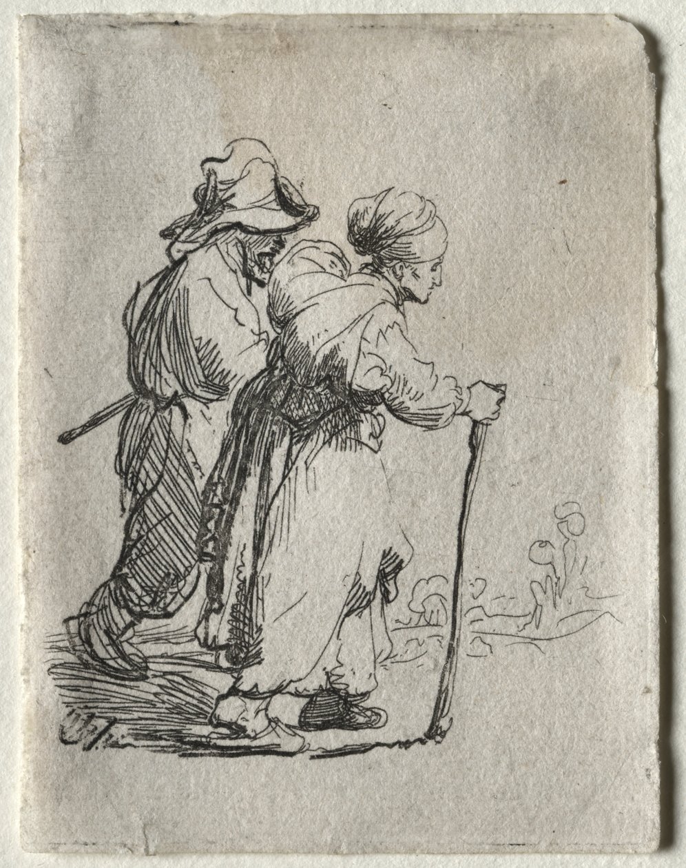 Dwóch włóczęgów, mężczyzna i kobieta autorstwa Rembrandt van Rijn