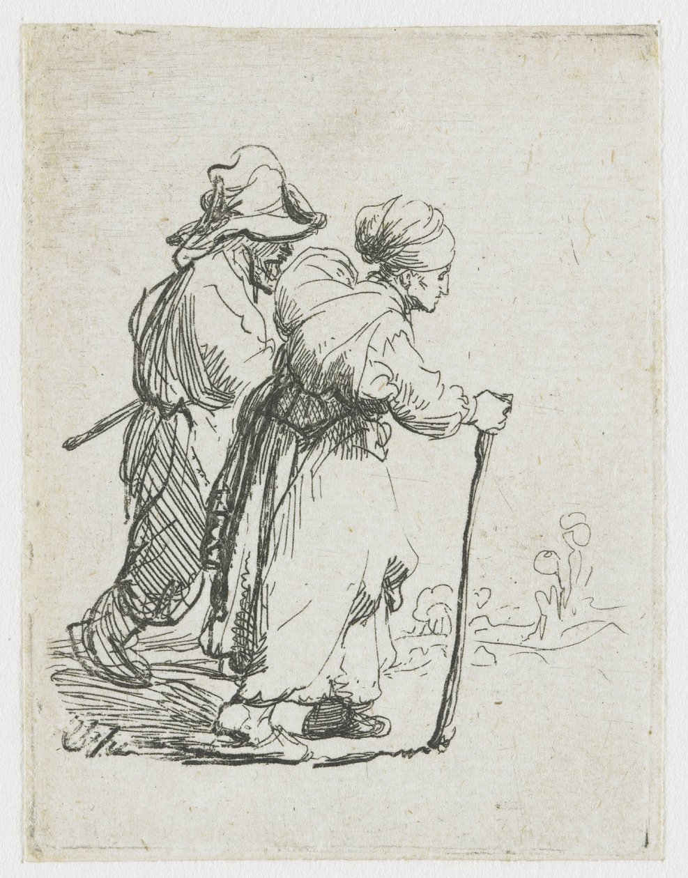Dwoje włóczęgów – mężczyzna i kobieta autorstwa Rembrandt van Rijn