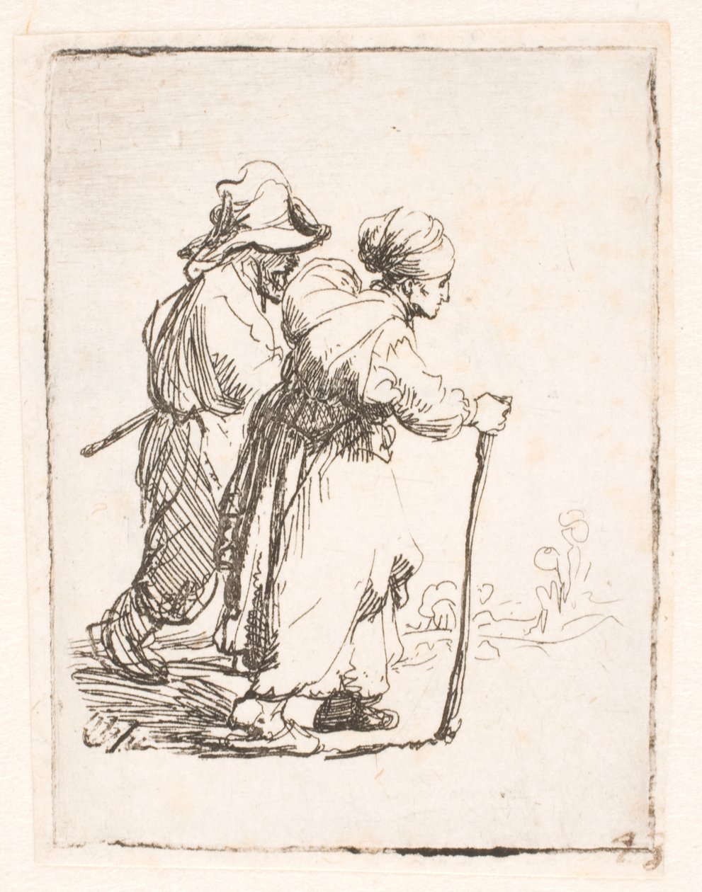 Dwóch włóczęgów, mężczyzna i kobieta autorstwa Rembrandt van Rijn