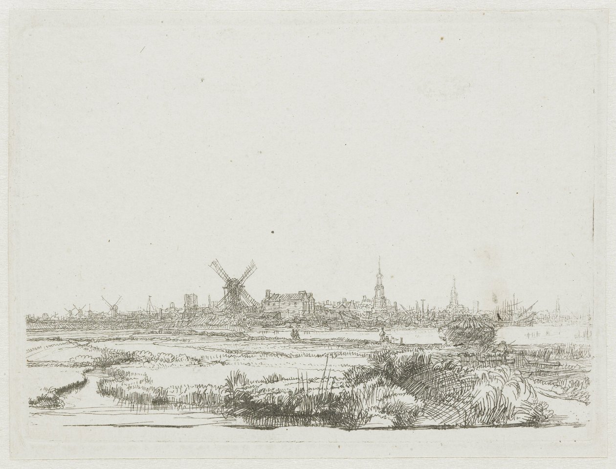 Widok na Amsterdam z Kadijk autorstwa Rembrandt van Rijn