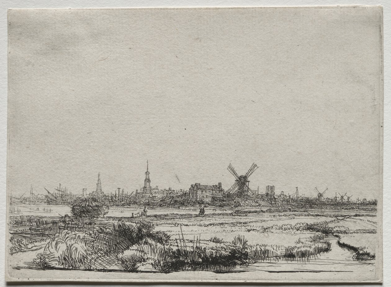 Widok na Amsterdam z północnego zachodu autorstwa Rembrandt van Rijn