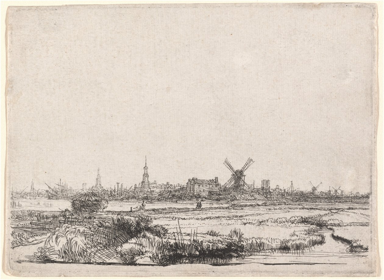 Widok na Amsterdam z północnego zachodu autorstwa Rembrandt van Rijn