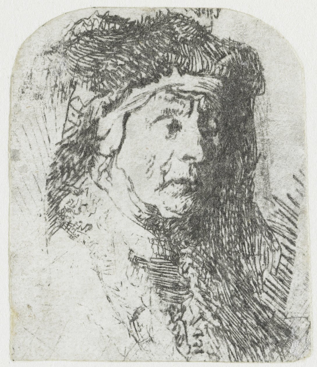 Kobieta w płaszczu obszytym futrem Popiersie staruszki w futrzanym płaszczu i ciężkim nakryciu głowy autorstwa Rembrandt van Rijn