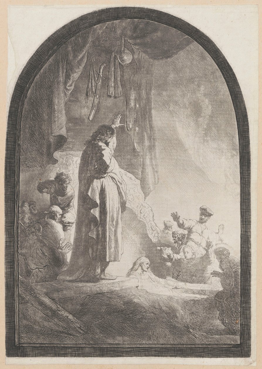 Wskrzeszenie Łazarza (duża płyta) autorstwa Rembrandt van Rijn