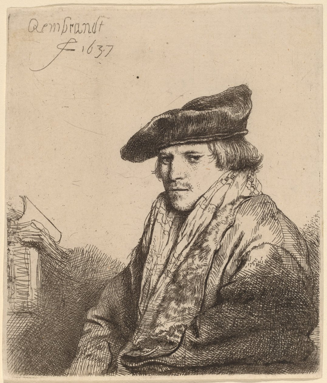 Młody mężczyzna w aksamitnej czapce (Ferdinand Bol?) autorstwa Rembrandt van Rijn