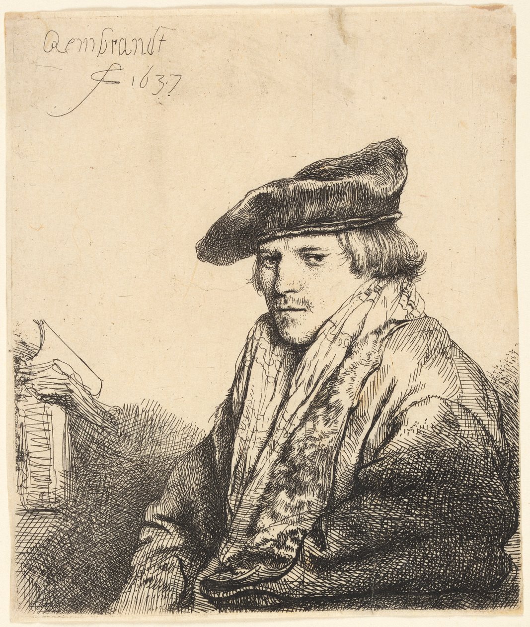 Młody mężczyzna w aksamitnej czapce (Ferdinand Bol?) autorstwa Rembrandt van Rijn