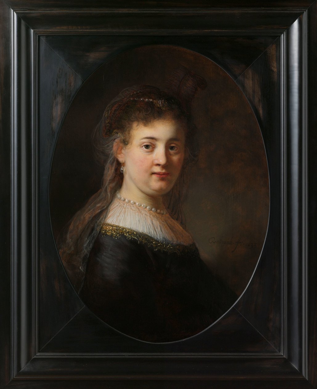 Młoda kobieta w kostiumie fantasy autorstwa Rembrandt van Rijn
