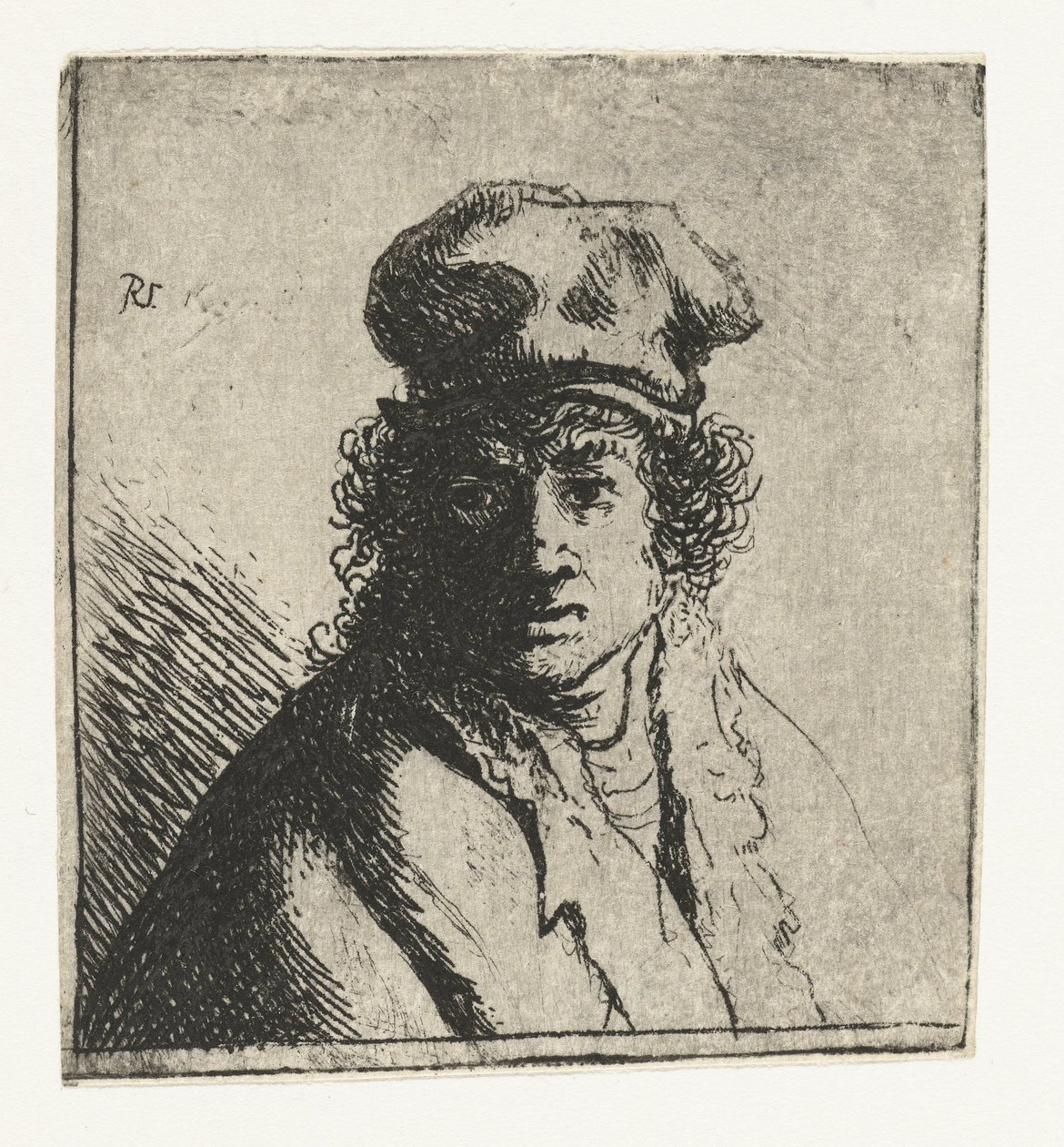 Młody mężczyzna w czapce: biust autorstwa Rembrandt van Rijn