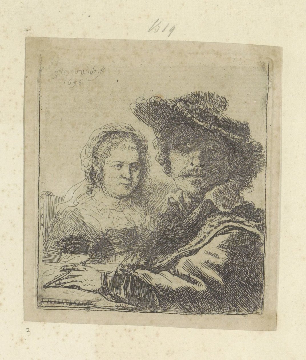 Zelfportret stawia Saskia Kolekcja osiemdziesięciu pięciu oryginalnych grafik (tytuł serii) autorstwa Rembrandt van Rijn