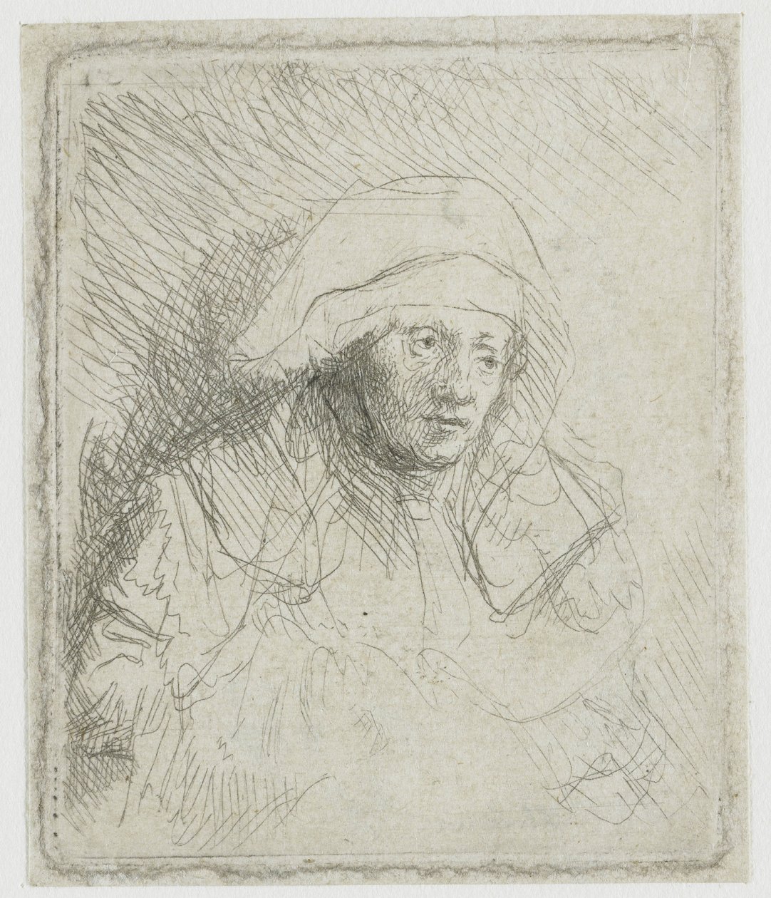 Chora kobieta w białej chustce (Saskia) autorstwa Rembrandt van Rijn