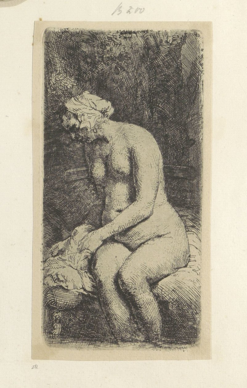 Siedząca naga kobieta Recueil de quatre-vingt-cinq estampes originales (tytuł serii) autorstwa Rembrandt van Rijn