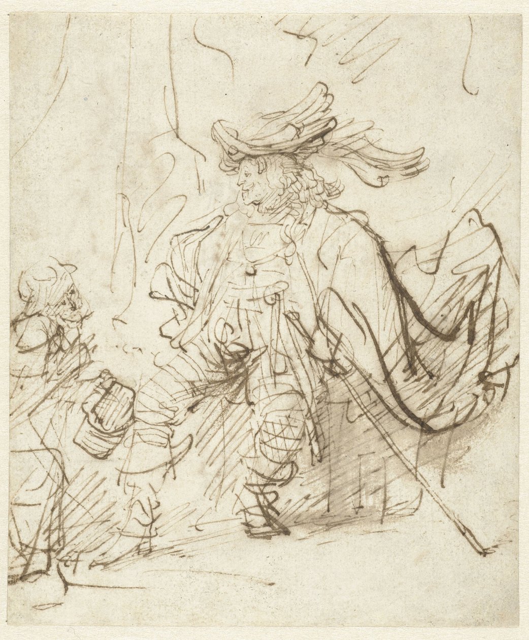 Aktor siedzący w roli Capitano autorstwa Rembrandt van Rijn