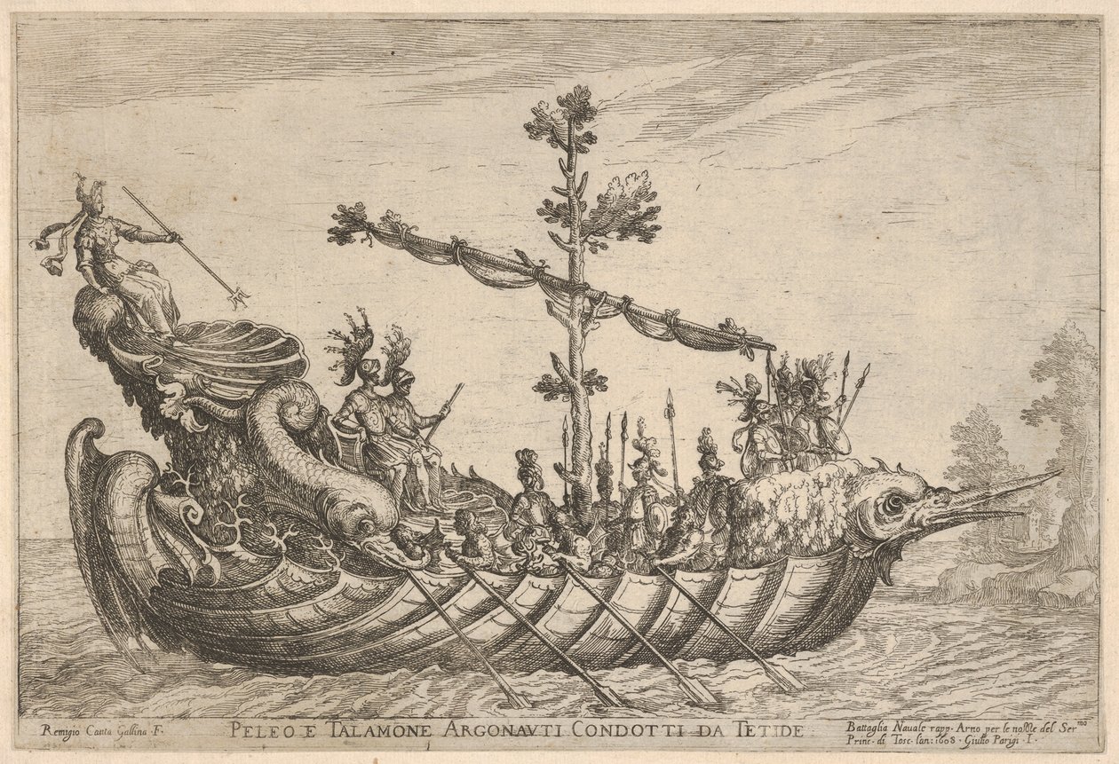 Peleus i Talamon z serii Naczynia Argonautów na uroczystość weselną..., 1608. autorstwa Remigio Cantagallina