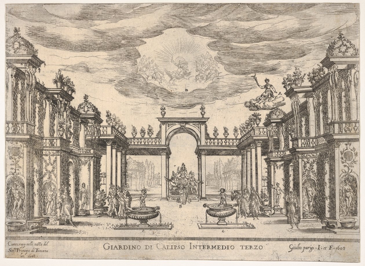 Szósty interludium: ogród Calypso Pośredni szósty: ogród Calypso, z serii ..., 1608. autorstwa Remigio Cantagallina