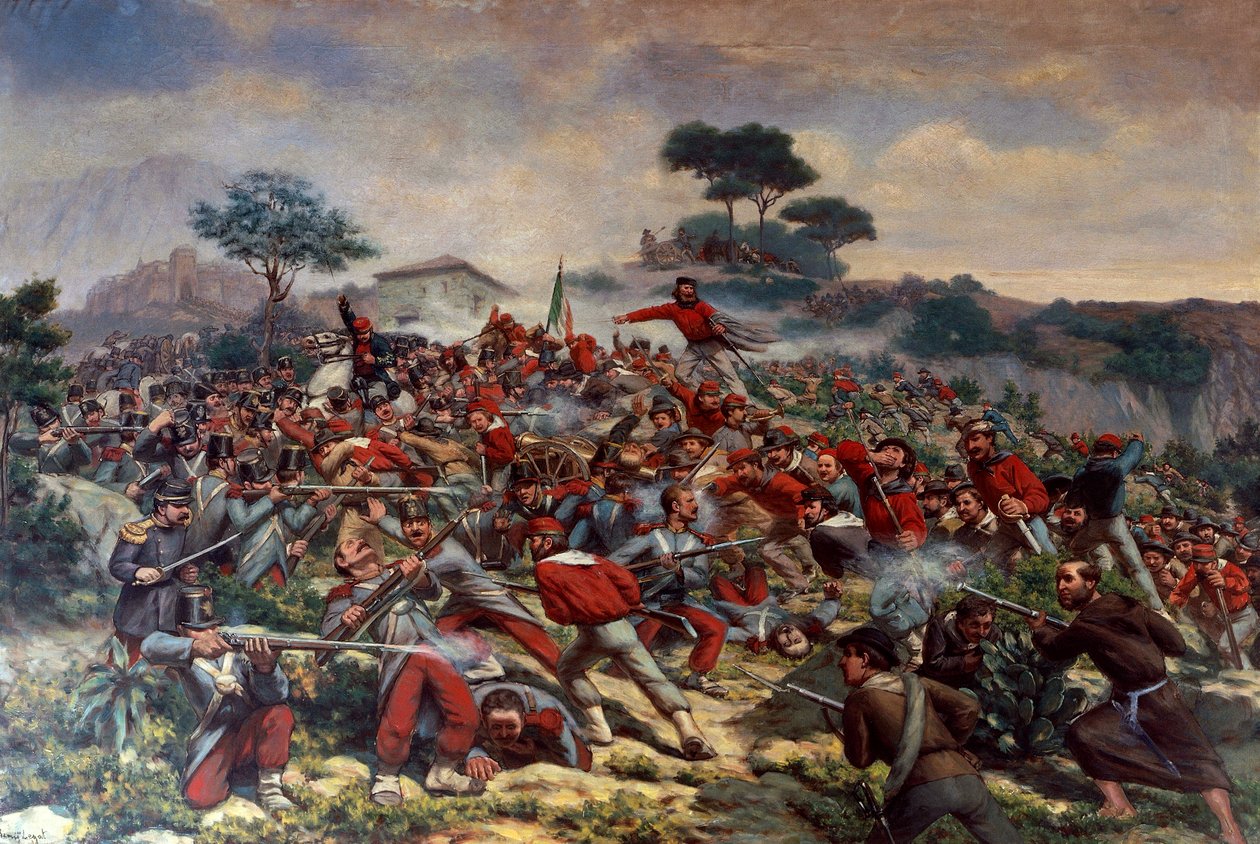 Giuseppe Garibaldi w bitwie pod Calatafimi, 15 maja autorstwa Remigio Legat