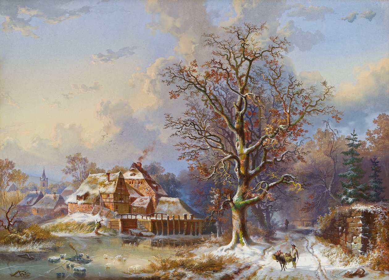 Wioska w zimie autorstwa Remigius Adrianus Haanen
