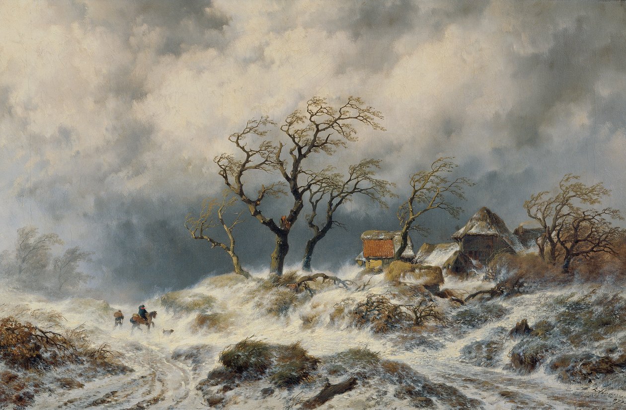 Holenderski krajobraz zimowy (zaspy śnieżne) autorstwa Remigius Adrianus van Haanen