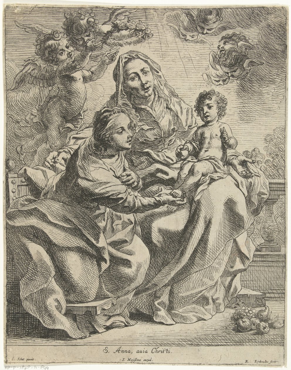 Anna w trójkach S. Anna, auia Christi (tytuł na obiekcie) autorstwa Remoldus Eynhoudts