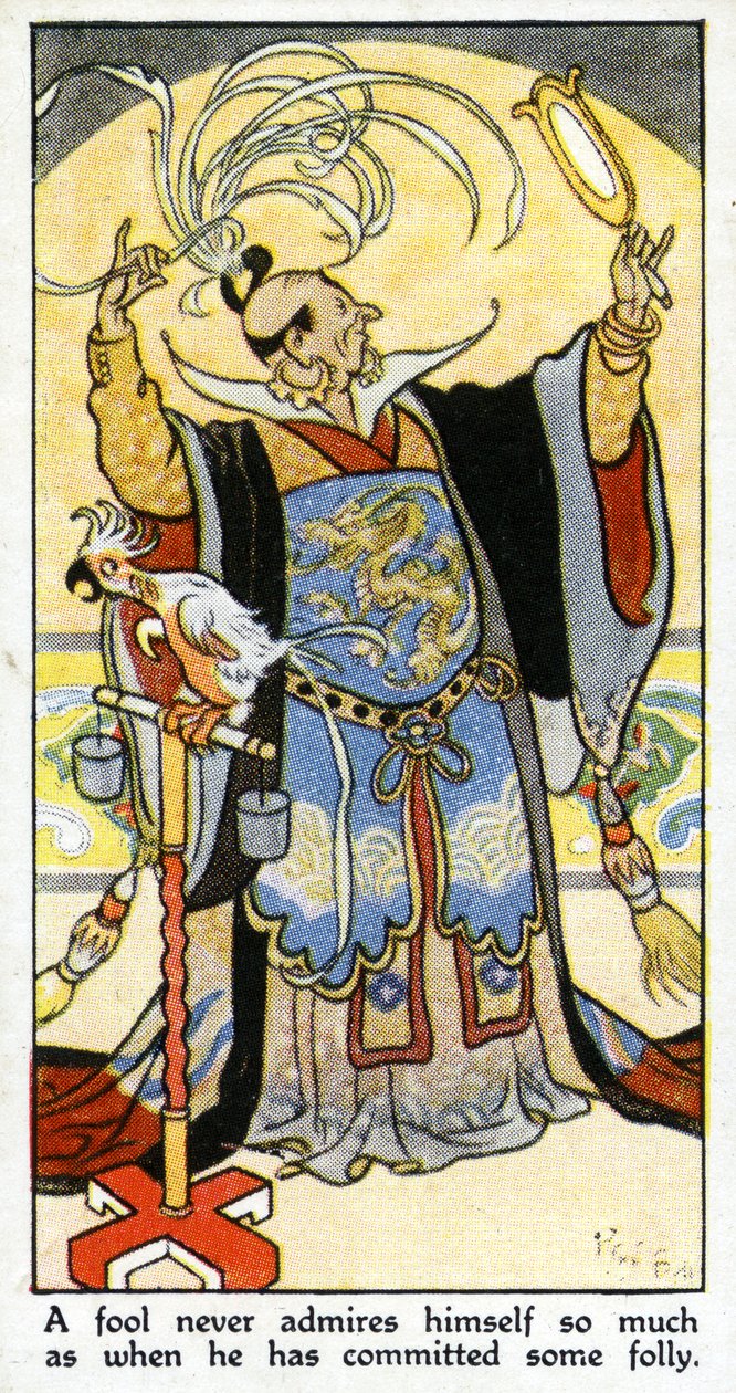 „Głupiec nigdy nie podziwia siebie tak bardzo, jak wtedy, gdy popełnił jakieś szaleństwo”, 1931 (zob. też 498209) autorstwa René Bull