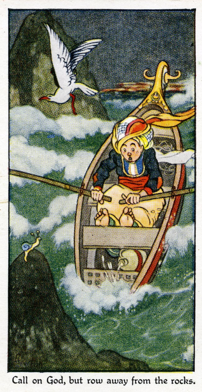 „Wzywaj Boga, ale wiosłuj od skał”, 1931 (zob. także 498213) autorstwa René Bull