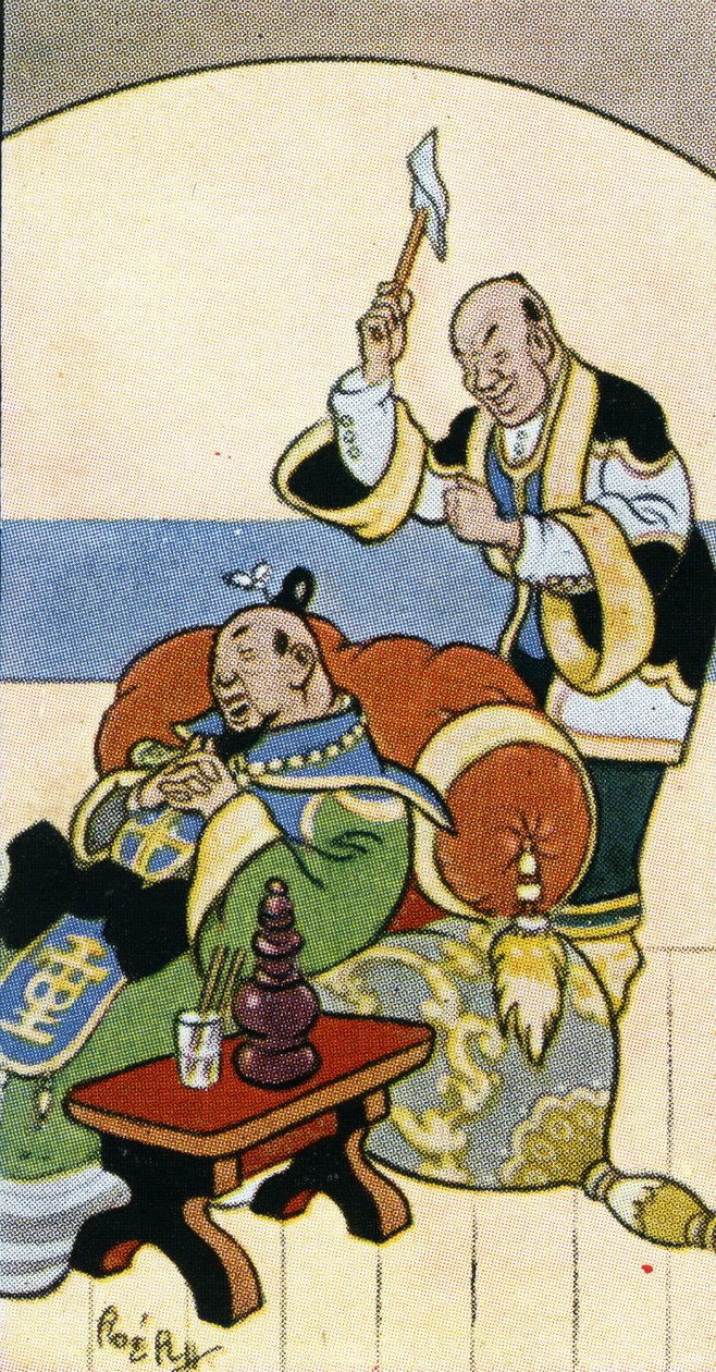 Nie usuwaj siekierą muchy z głowy przyjaciela, 1932 autorstwa René Bull