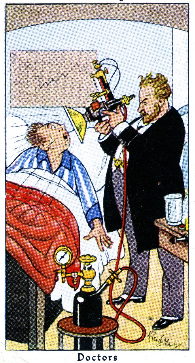 Lekarz leczący pacjenta promieniami ultrafioletowymi, 1936 r. autorstwa René Bull