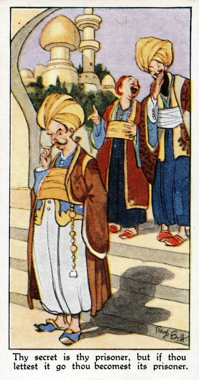 „Twój sekret jest twoim więźniem; jeśli pozwolisz mu odejść, staniesz się jego więźniem”, 1931 (zob. też 498221) autorstwa René Bull