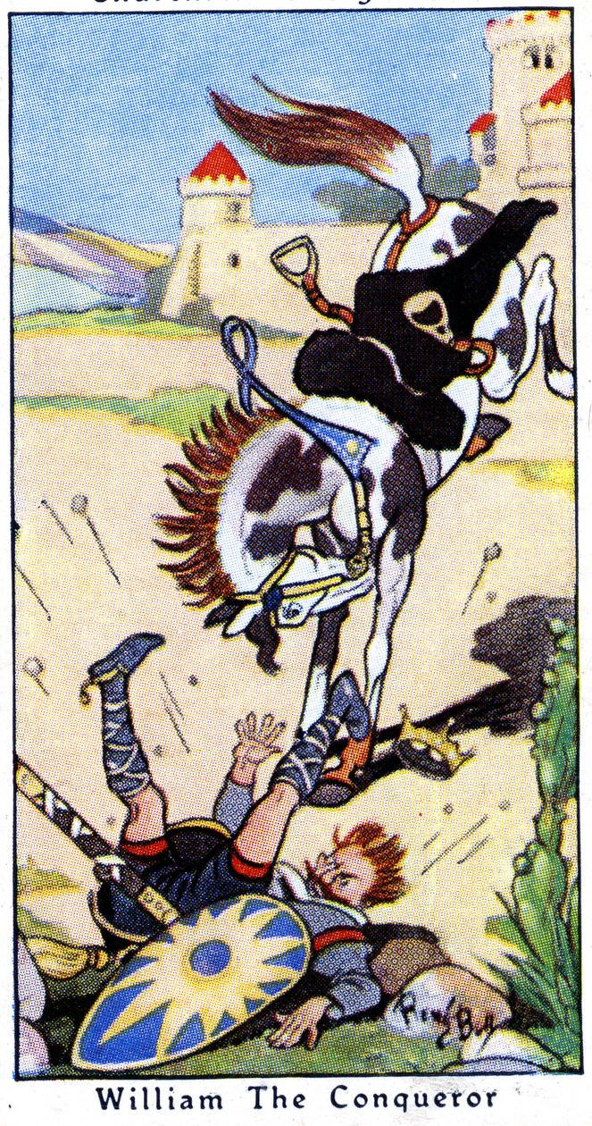Wilhelm Zdobywca spadający z konia 9 września 1087 w Saint-Gervais koło Rouen, Normandia, 1936 autorstwa René Bull