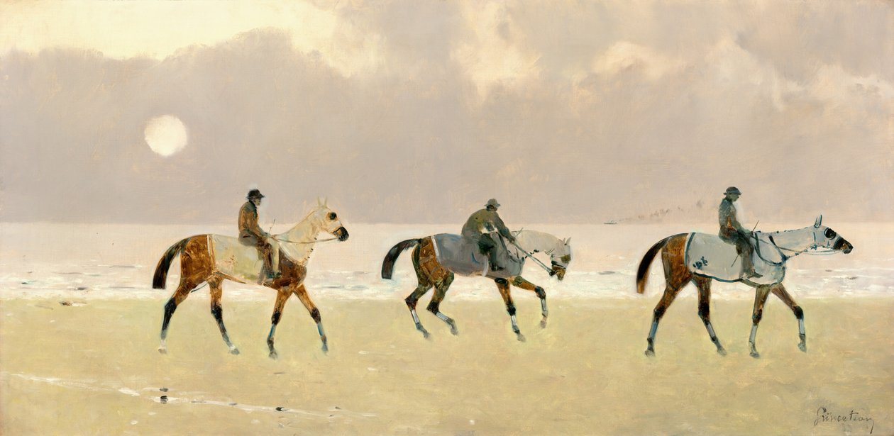 Jeźdźcy na plaży w Dieppe autorstwa René Pierre Charles Princeteau