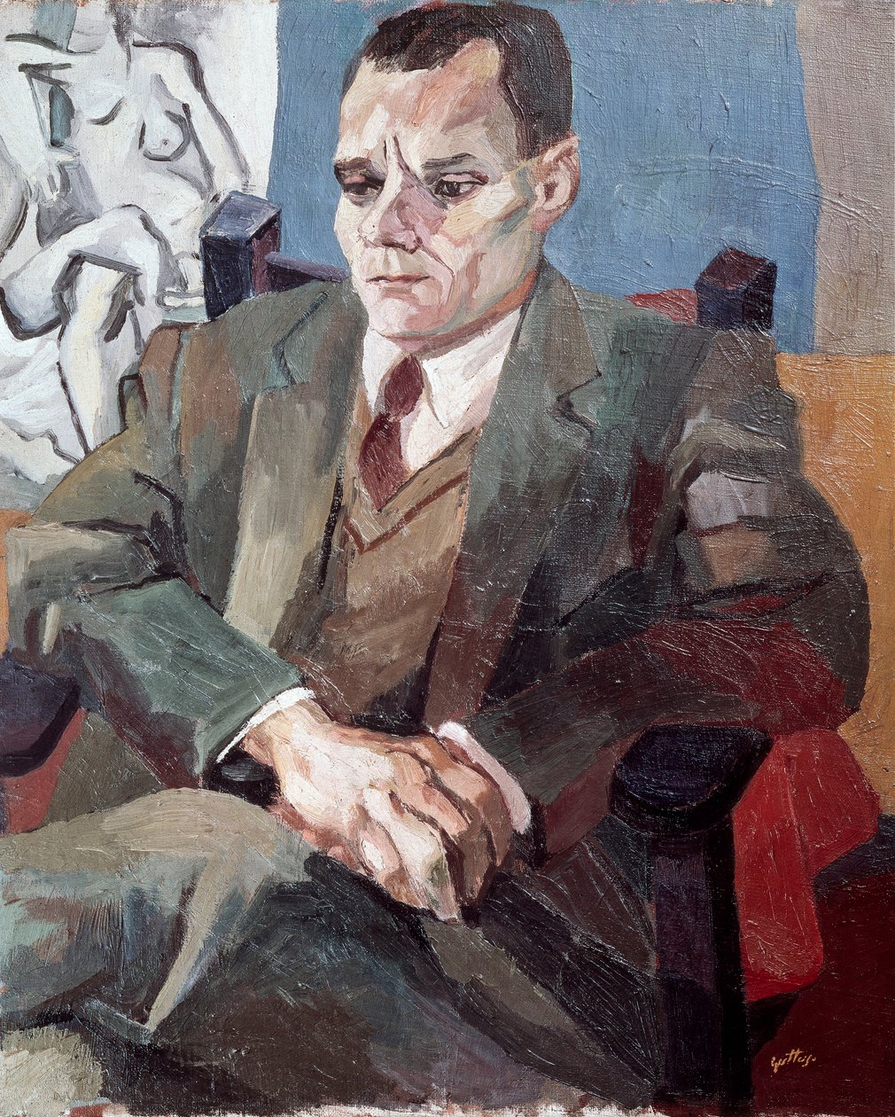 Portret Alberto Moravii (1907-1990), włoskiego pisarza autorstwa Renato Guttuso